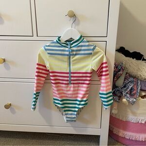 Boden Colorful Stripe Long Sleeve Rashguard Bathing Suit Size 3-4